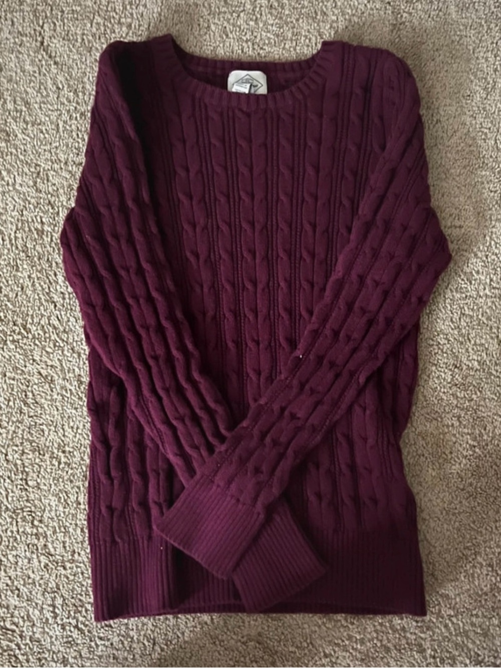 St. John's Bay Cable Knit Crewneck Sweater - Wine